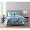 Aqua Blue Cream Polyester Sea Life 3-Piece Quilt Set with Shams